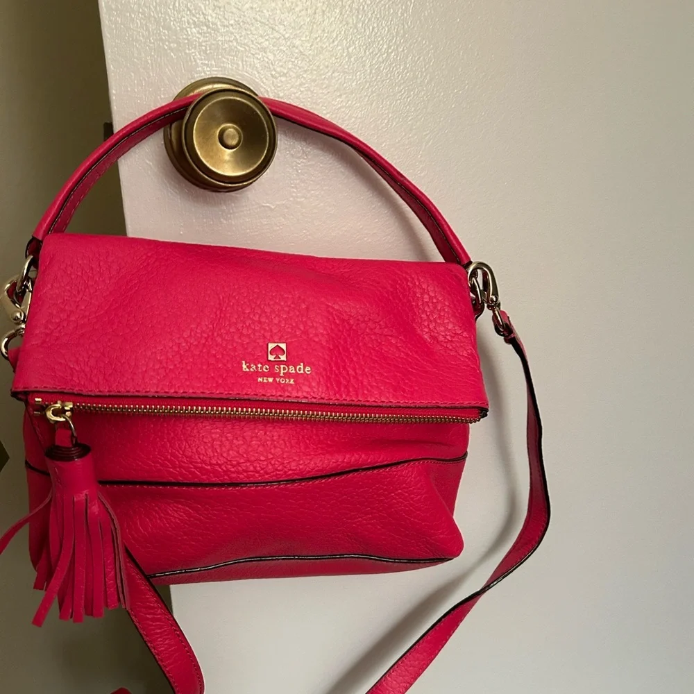 KATE SPADE Leather Southport Avenue Zinnia Hot Pink Pebbled Leather NWT
